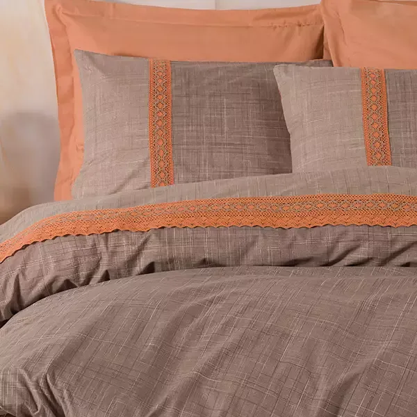 Nova Home Hazel Duvet Cover Set - 100% Cotton - King & Super King - 4 Pcs - Brown & Orange product thumbnail 3