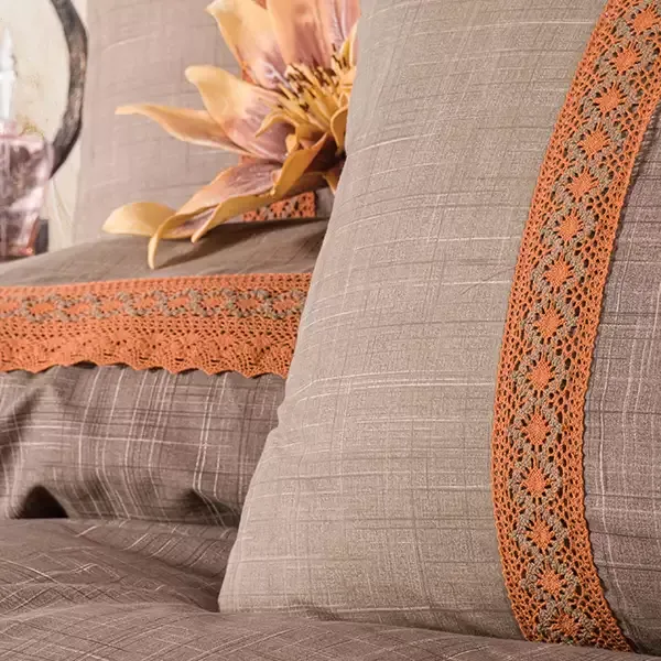 Nova Home Hazel Duvet Cover Set - 100% Cotton - King & Super King - 4 Pcs - Brown & Orange product thumbnail 4
