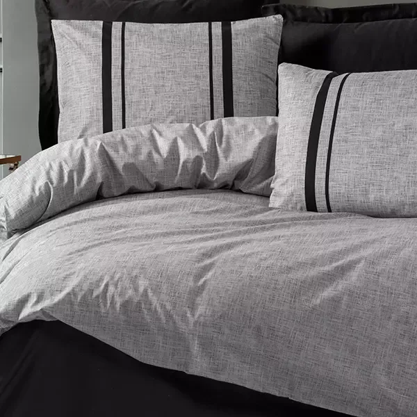 Nova Home Bitter Duvet Cover Set - 100% Cotton - King & Super King - 4 Pcs - Grey & Black product thumbnail 3