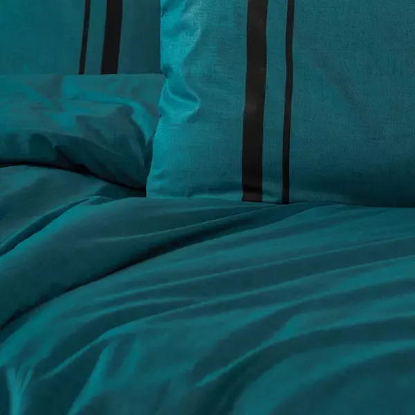 Nova Home Bitter Duvet Cover Set - 100% Cotton - King & Super King - 4 Pcs - Petrol & Black product thumbnail 3