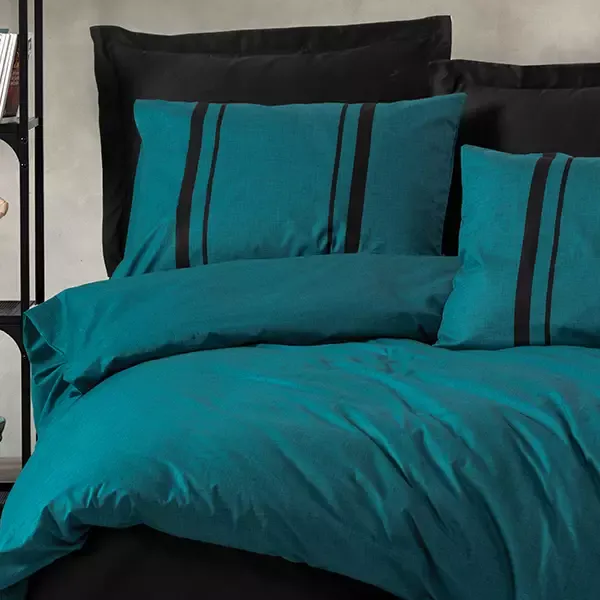 Nova Home Bitter Duvet Cover Set - 100% Cotton - King & Super King - 4 Pcs - Petrol & Black product thumbnail 4