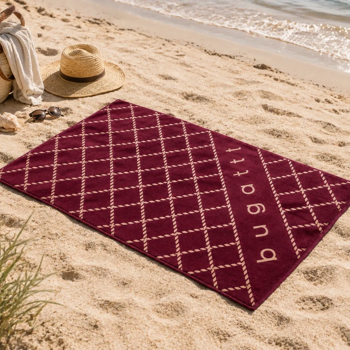 Bugatti Beach Towel Angelo - 100x180 cm - Burgundy product thumbnail 2