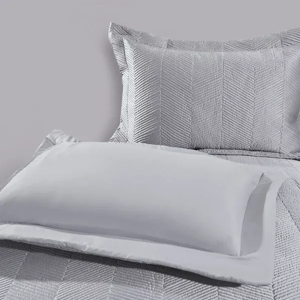 Nova Home Yildiz Satan Bed Spread Set - 3pcs - King & Super King - Silver product thumbnail 7