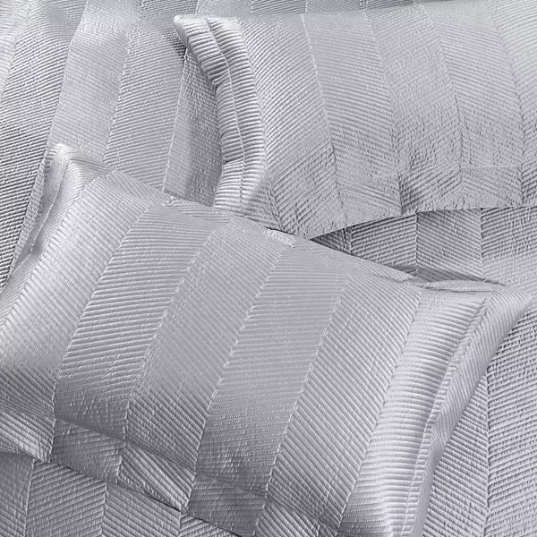 Nova Home Yildiz Satan Bed Spread Set - 3pcs - King & Super King - Silver product thumbnail 8