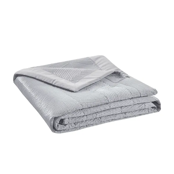 Nova Home Yildiz Satan Bed Spread Set - 3pcs - King & Super King - Silver product thumbnail 9