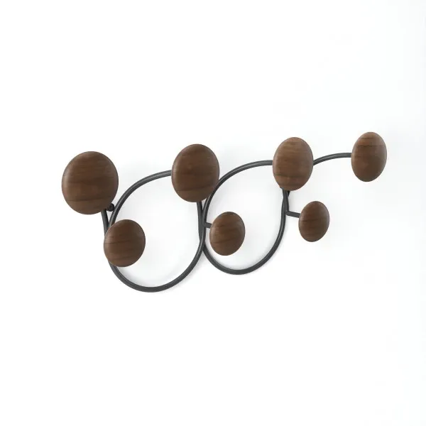 Umbra "Dotsy" 7 Wall Hook - Wood - Black & Walnut product thumbnail 2