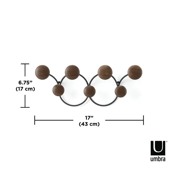 Umbra "Dotsy" 7 Wall Hook - Wood - Black & Walnut product thumbnail 8