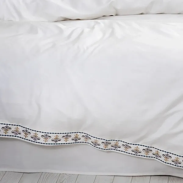 EcoCotton Mira Embroidered Duvet Cover Set - King & Super King - 6Pcs - 100% Organic Cotton Satin - 300 Thread Counts - Cream product thumbnail 3