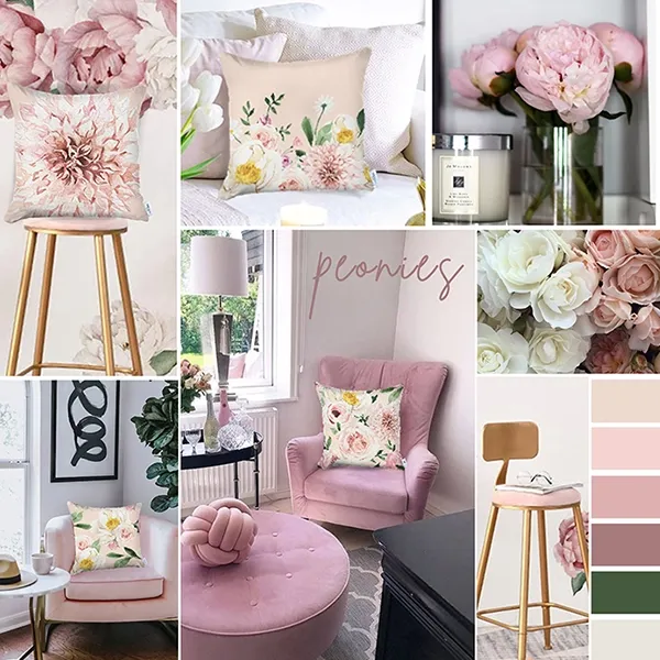 Nova Home Peonies Cushion Cover - 45x45 Cm - Pink product thumbnail 2
