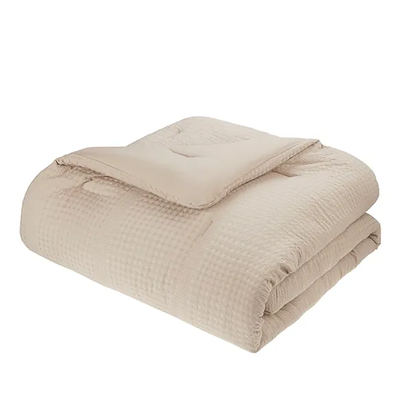 Nova Home Nari Waffle Jaquard Microfiber Comforter Set - King & Super King - 8Pcs - Beige product thumbnail 6