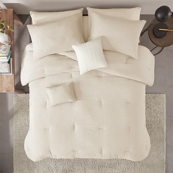 Nova Home Nari Waffle Jaquard Microfiber Comforter Set - Ivory product thumbnail 2