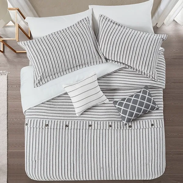 Nova Home Raylan Jaquard Comforter Set - 8pcs - King & Super King - Grey product thumbnail 5