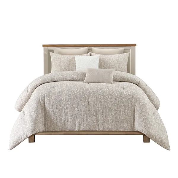 Nova Home Fraidy Cotton Jacquard Comforter Set - 100% Cotton - King - 8Pcs - Taupe product thumbnail 3