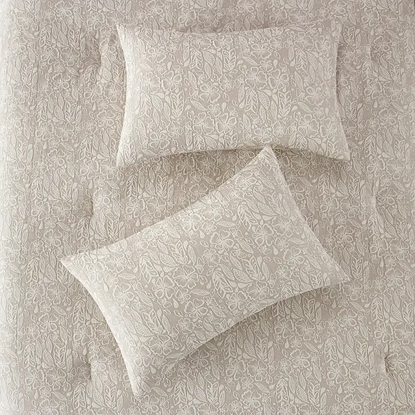 Nova Home Fraidy Cotton Jacquard Comforter Set - 100% Cotton - King - 8Pcs - Taupe product thumbnail 6