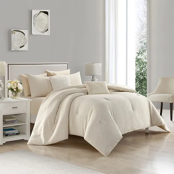 Nova Home Fraidy Cotton Jacquard Comforter Set - 100% Cotton - King - 8Pcs - Ivory product thumbnail 4