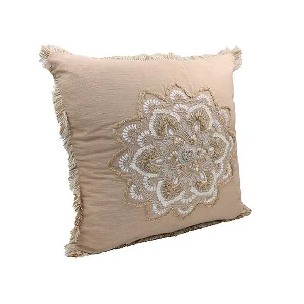 Nova Home Gopura Handmade Embroidered Cushion Cover - 50x50 Cm - Beige product thumbnail 2