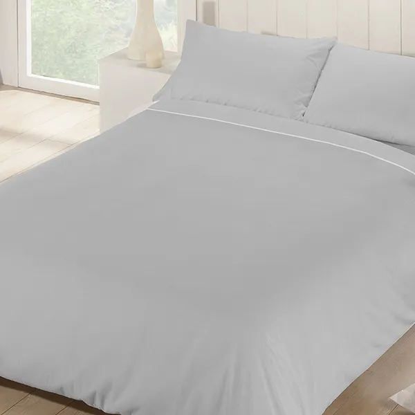 Manterol Luna Flannel Duvet Cover Set - 100% Cotton - 4pcs - King & Super King - Grey product thumbnail 4