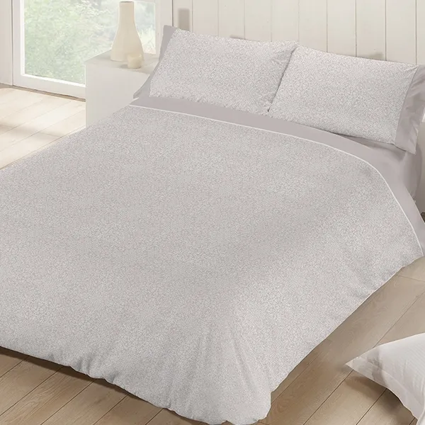 Manterol Luna Flannel Duvet Cover Set - 100% Cotton - 4pcs - King & Super King - Beige product thumbnail 4