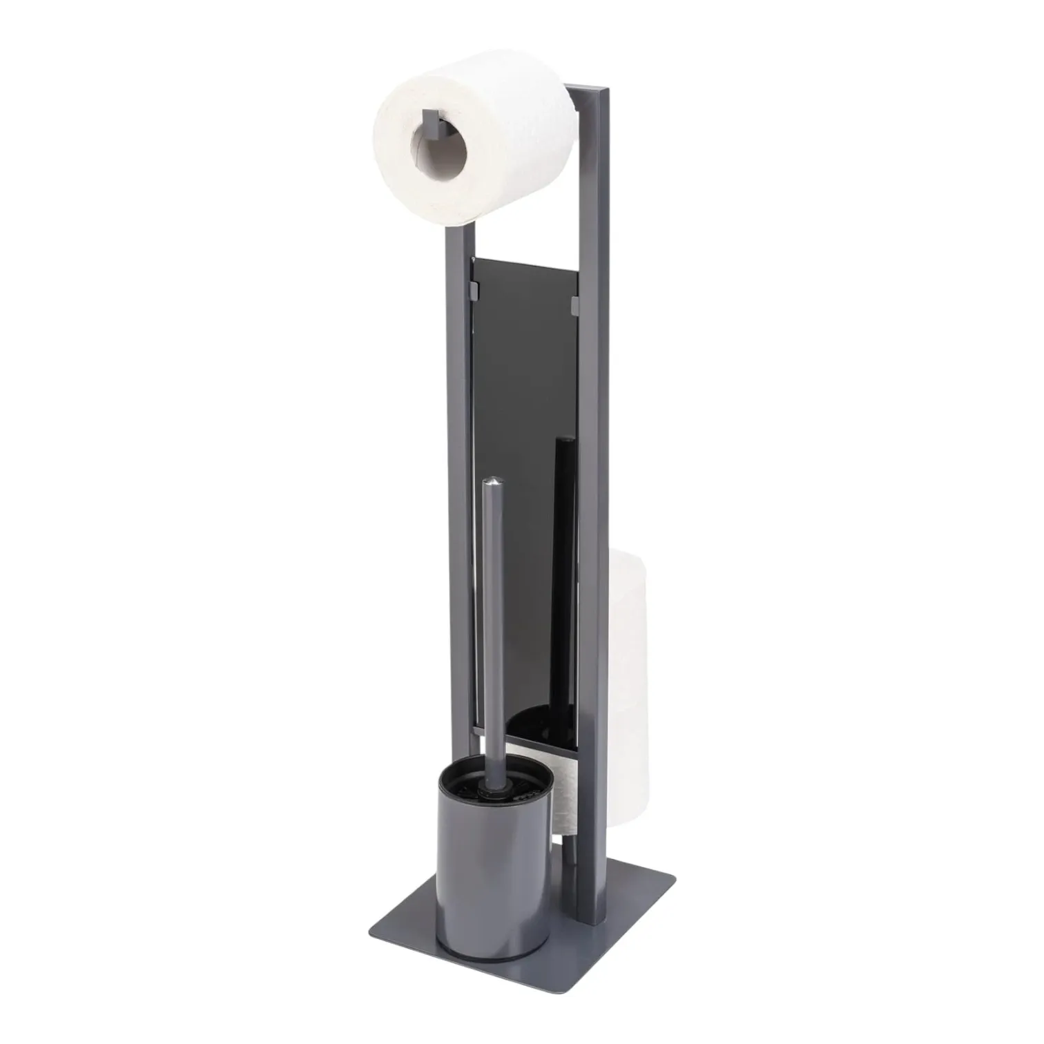 Wenko "Rivalta" Standing Toilet Paper Holder & Toilet Brush - Stainless Steel - Grey product thumbnail 4