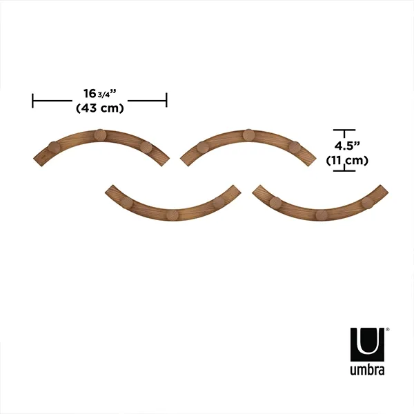 Umbra Slinka Hook Set - 4 Pcs - Walnut product thumbnail 8
