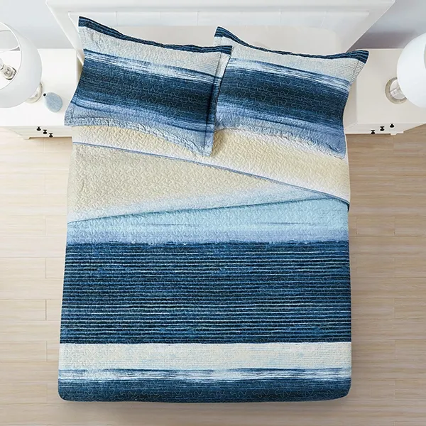 Nova Home Deniz Printed Bedspread Set - King & Super King - 4 Pcs - Blue product thumbnail 2