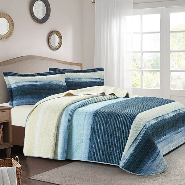 Nova Home Deniz Printed Bedspread Set - King & Super King - 4 Pcs - Blue product thumbnail 6