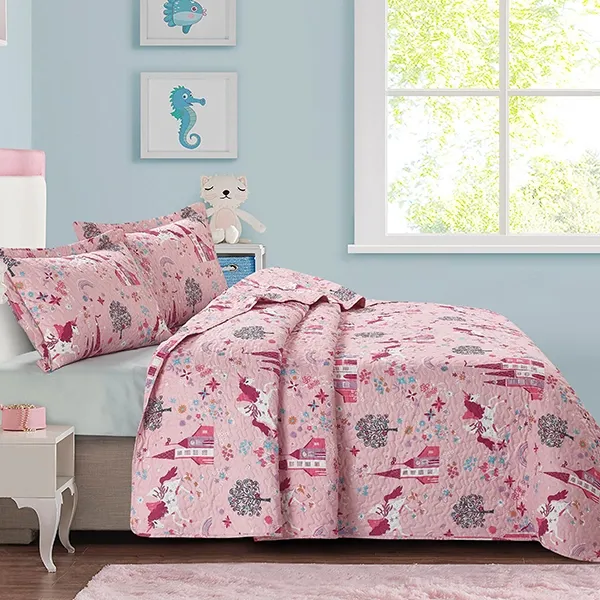 Nova Home Ruya Printed Bedspread Set - King & Super King - 4 Pcs - Pink product thumbnail 3