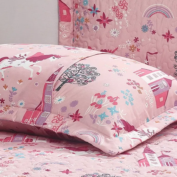 Nova Home Ruya Printed Bedspread Set - King & Super King - 4 Pcs - Pink product thumbnail 6