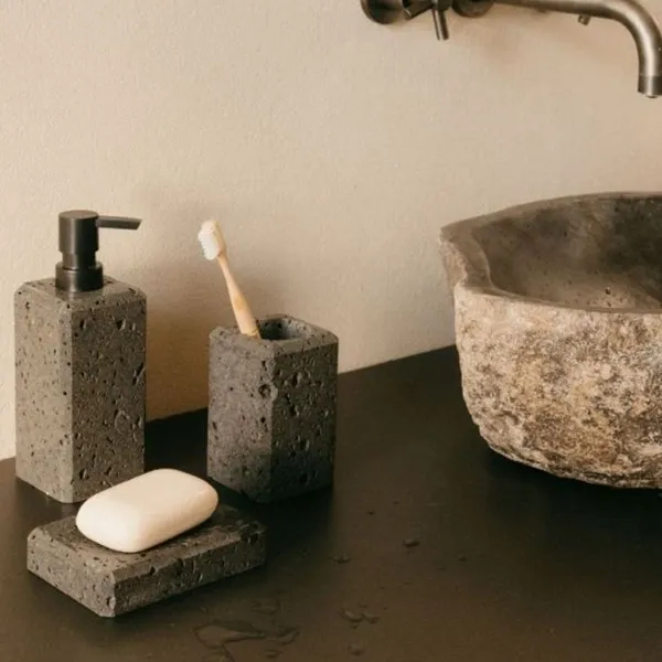 Andrea Soap Dish BA22181 - Travertine Marble - Black product thumbnail 4