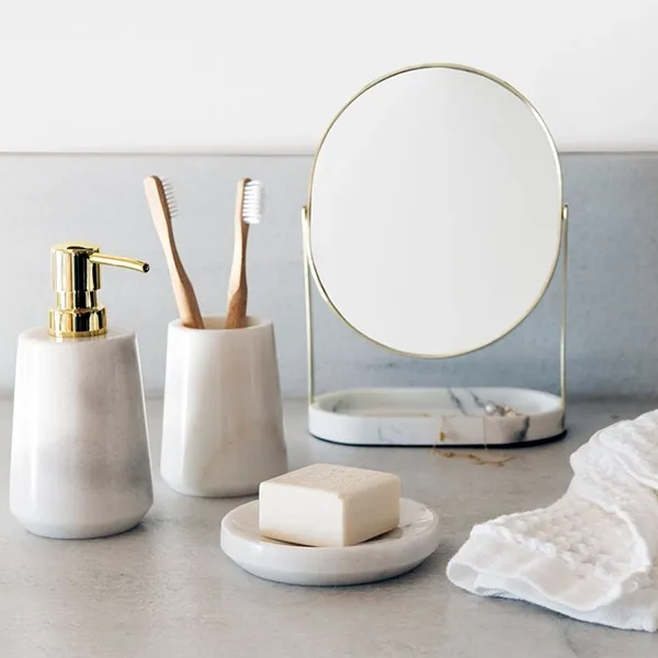 Andrea Liquid Soap Dispenser BA69134 - Marble - 140 ML - White & Gold product thumbnail 2