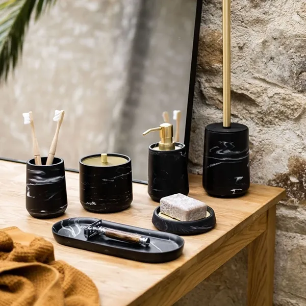 Andrea Liquid Soap Dispenser BA71014 -Polyresin - Black & Gold product thumbnail 3