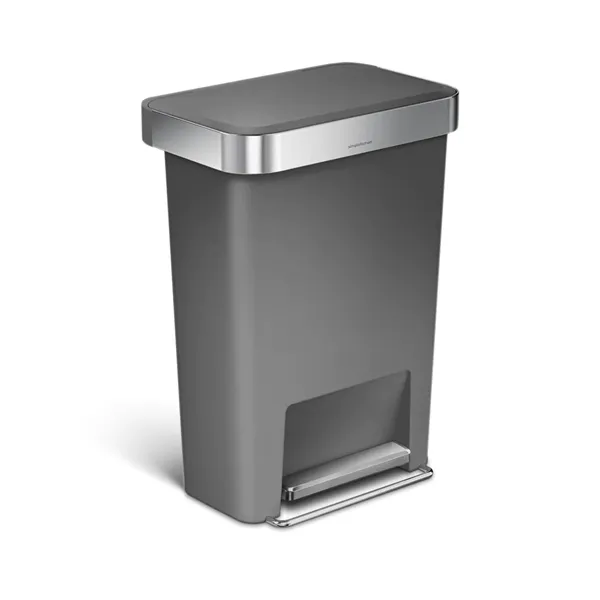Simplehuman Trim Plastic Bin Rectangular W Steel - 45L - Grey product thumbnail 4