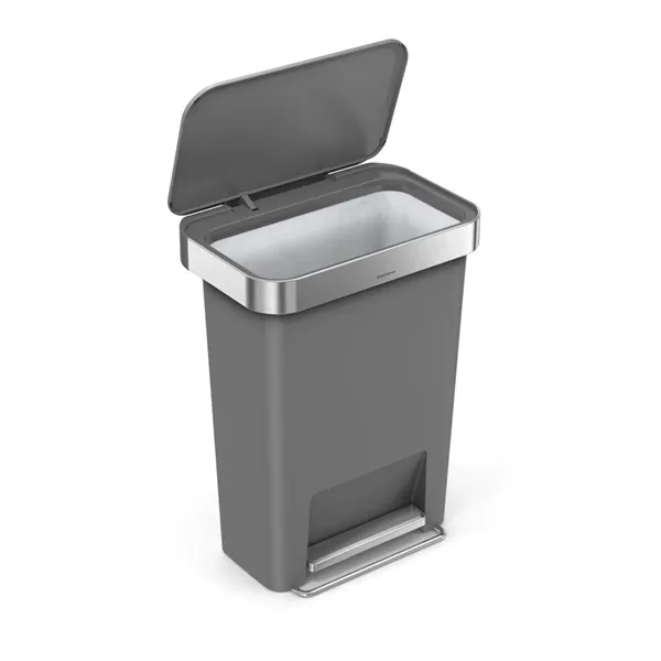 Simplehuman Trim Plastic Bin Rectangular W Steel - 45L - Grey product thumbnail 3