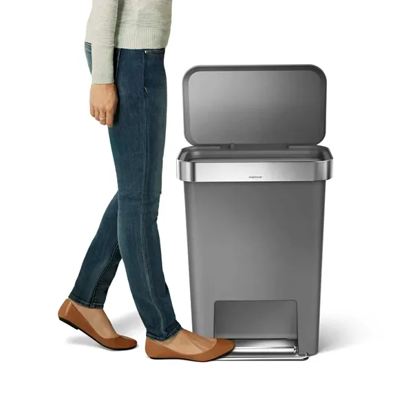 Simplehuman Trim Plastic Bin Rectangular W Steel - 45L - Grey product thumbnail 4