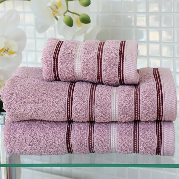 Nova Home Orion Striped Towel - 100% Cotton - 30x50 Cm - Rose product thumbnail 2