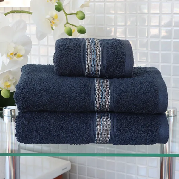 Nova Home Napa Embroidered Towel - 100% Cotton - Navy (Available In Sizes) product thumbnail 2