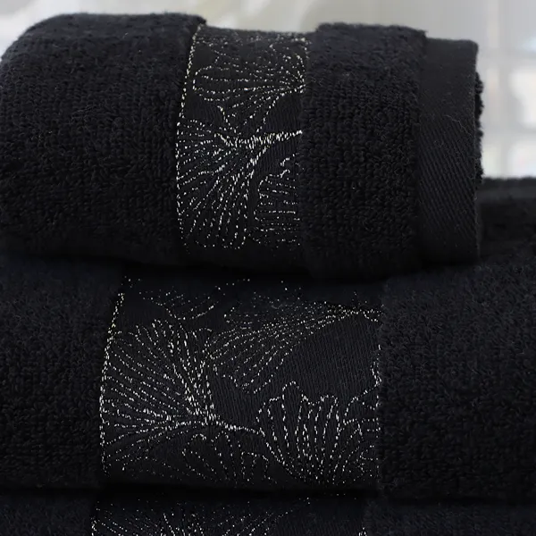 Nova Home Utopia Towel with Silver Details - 100% Cotton - 30x50 Cm - Black & Silver product thumbnail 3