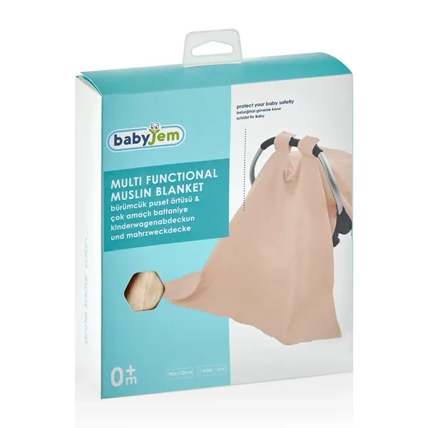 Babyjem Muslin Car Seat Cover - 100% Cotton - Grey product thumbnail 5