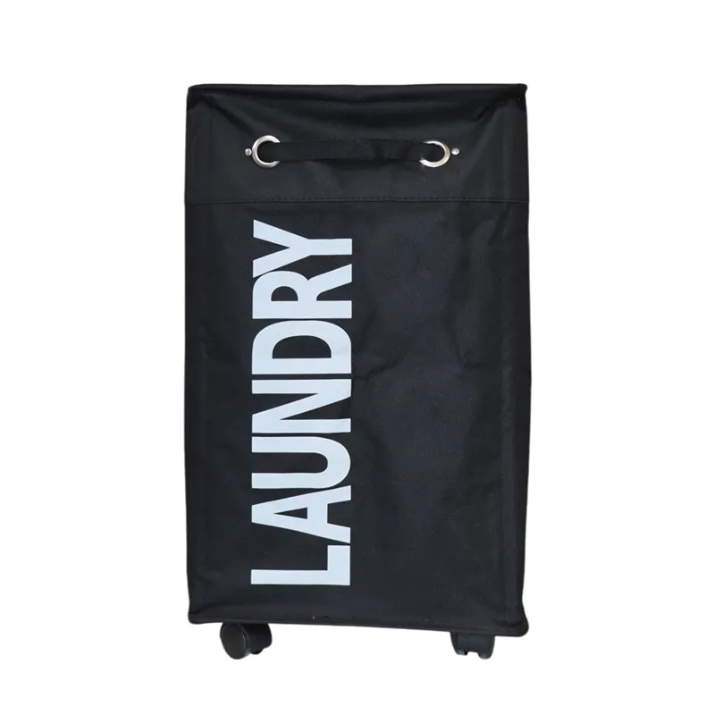 Weva "Trolly" Laundry Basket With Wheels - Black product thumbnail 2