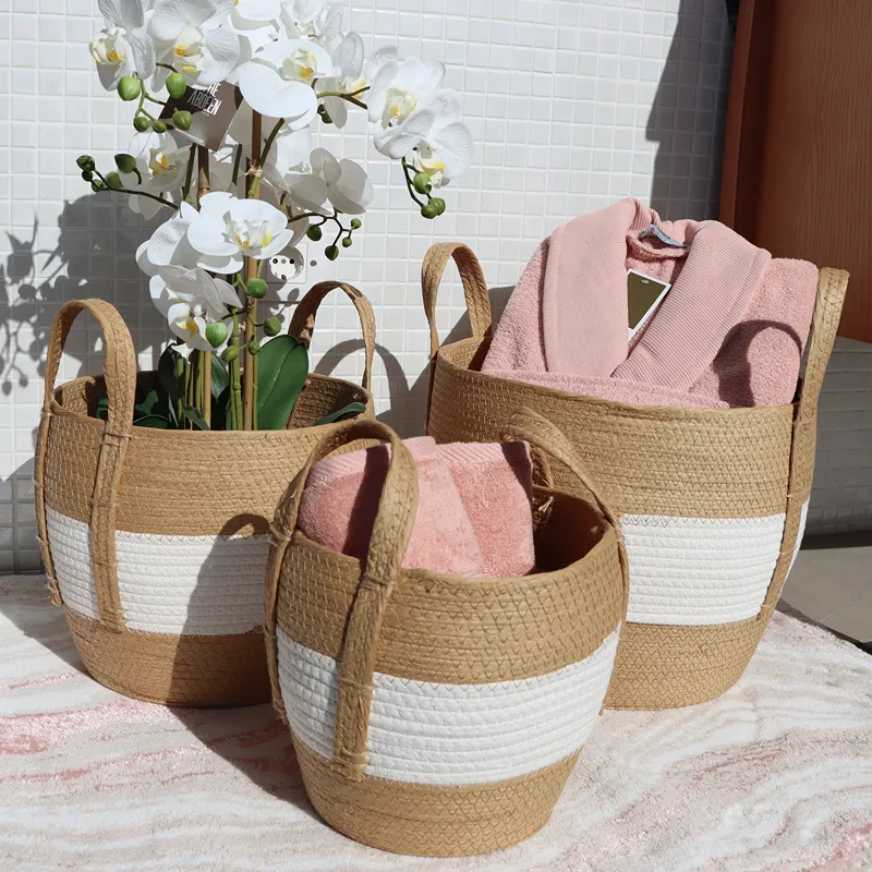 Weva Gleam Basket Set - 3 Pcs - White/Natural product thumbnail 2
