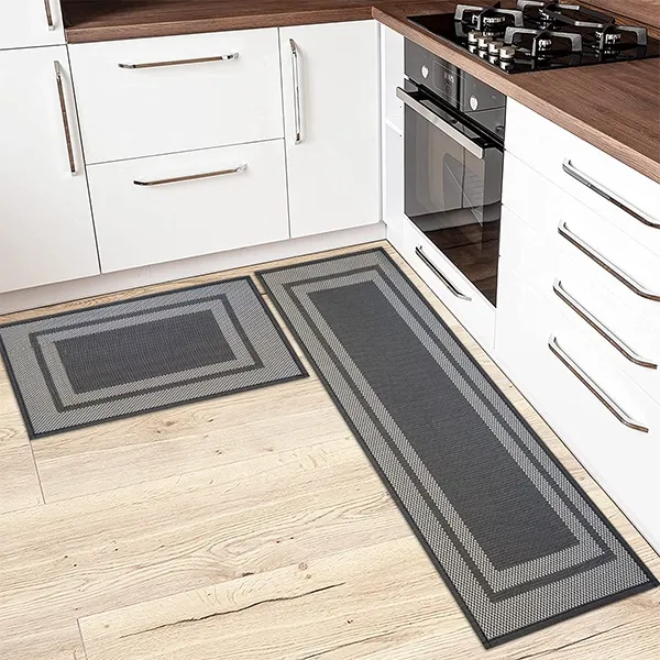 Nova Home Trellis Jaquard Woven Kitchen Mat W & Rubber Backing - Black (Available In Sizes) product thumbnail 2