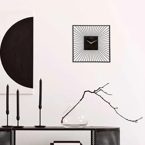 Nextime Vasco Square Metal Wall Clock - 45x45x15 Cm - Silent - Black product thumbnail 6