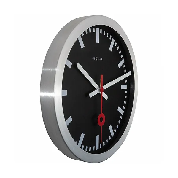 Nextime Station Stripe Aluminum Wall & Table Clock - 35 Cm - Black product thumbnail 3