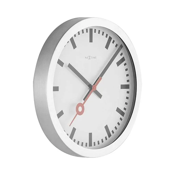 Nextime Station Stripe Aluminum Wall & Table Clock - 19 Cm - White product thumbnail 2