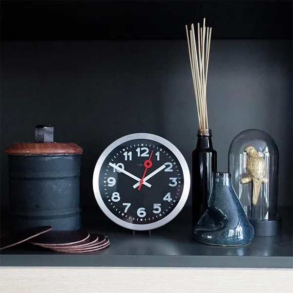 Nextime Station Stripe Aluminum Wall & Table Clock - 19 Cm - Black product thumbnail 5