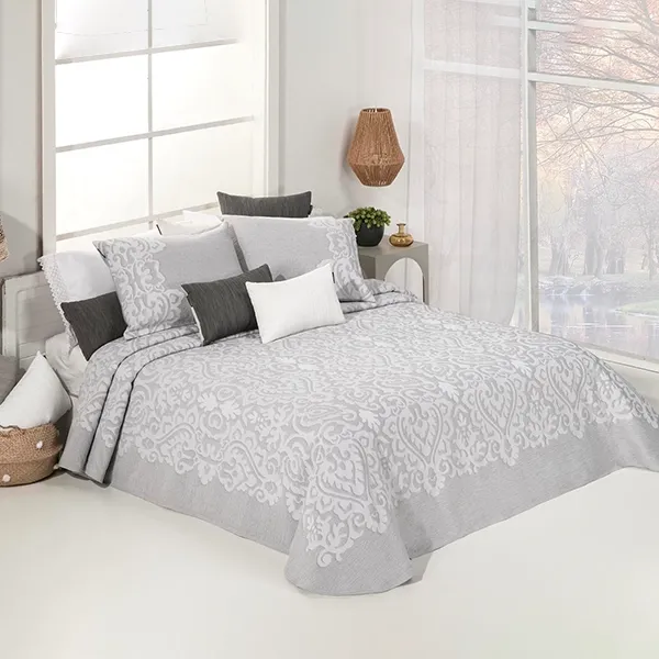 Manterol Pambo bed Spread Jacqaurd - 3Pcs - King & Super King - Grey product thumbnail 4