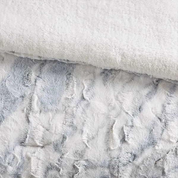 Nova Home Marble Printed Fur Comforter set - Grey product thumbnail 3