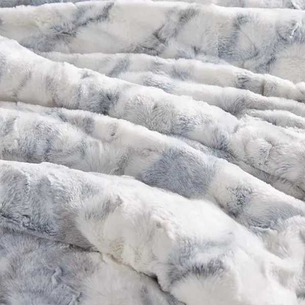 Nova Home Marble Printed Fur Comforter set - Grey product thumbnail 4