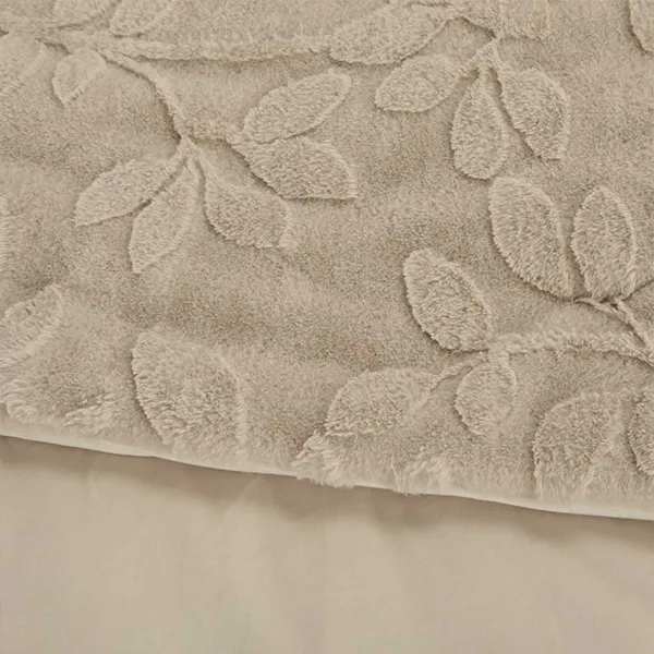 Nova Home Fleurfur Winter Jaquard Fur Comforter Set - Single & Twin - 4Pcs - Beige product thumbnail 7