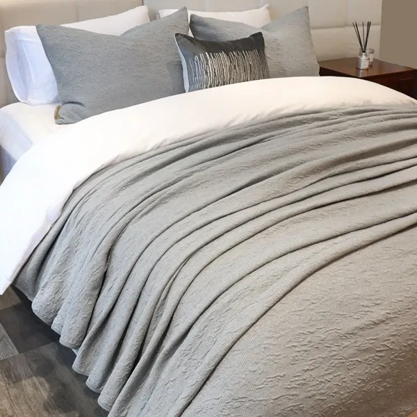 Nova Home Whispers Knitted Cotton Bedspread Set - Light Grey (Available In Sizes) product thumbnail 2